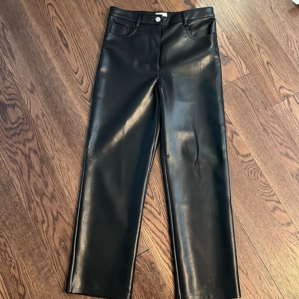 Wilfred aritzia black pleather pants.